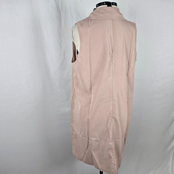 Shein Sleeveless Cardigan Women's 0XL Beige One Button Closure Long Length - Picture 15 of 16